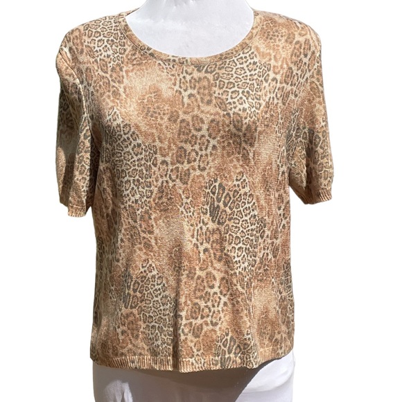 Vintage Phillipe Marques Top Fall Sweater Leopard Animal Print - Picture 2 of 9